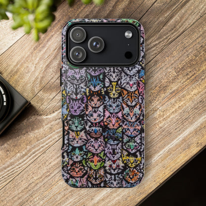 Aesthetic Cats Case - Vintage Kitty Graphic Tough Phone Cases